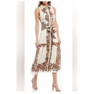 Antonio Melani Maxi Dress 0 XS Sleeveless Amber Waves Vanilla Sun Silky NEW $189